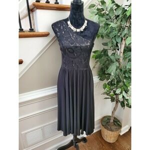 Jessica Howard Womens Black Polyester One Shoulder Off Knee Length Dress Size 16